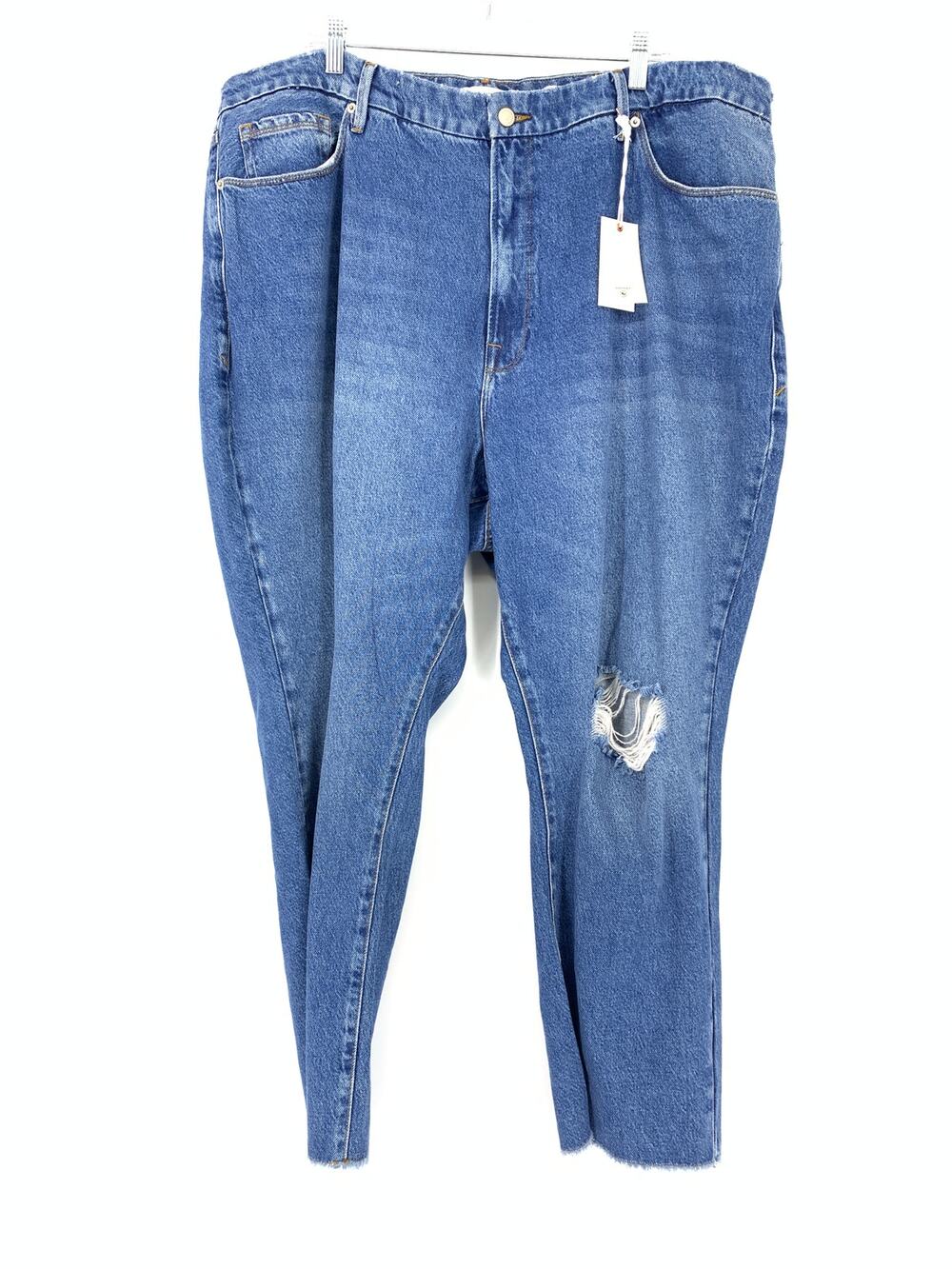 Good American Jeans Women's Size 22 Good Vintage Straight Distressed Denim Blue